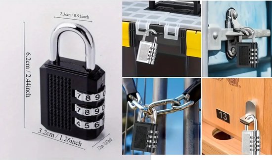 Fameilleur 5 Stuks Beveiligingshangslot met 3 Cijfer Combinatie – Hoge Beveiliging Lock voor Gym, Kluisjes, School, Koffer, Gereedschapskist, Hek, Opslaghasp – Geen Batterijen Nodig – Zwart- sloten- slot- hangslot- kofferslot- koffer slot- weer besten