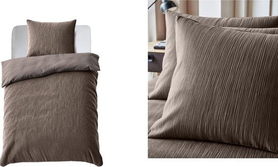 dekbedovertrek- Dekbed overtrek taupe 140x200/220 cm met Rits – Zacht, Warm en Luxe voor Jouw Slaapkamer- 1 persoons- velvet polyester- dekbed overtrek- deken- inclusief kussensloop-beddengoed