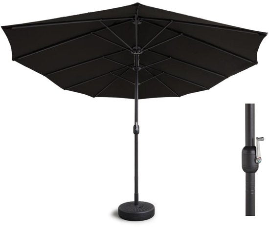 Fameilleur-Dubbele Parasol met Ronde Parasolvoet –antraciet- UV 50 Coating, Waterbestendig, Makkelijk te Openen met Handslinger, Ideaal voor Tuin, Terras, Camping – Extra Grote Schaduwplek