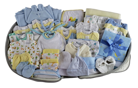 62-Piece Baby Boy Starter Gift Set – Diaper Bag with Portable Changing Station & Newborn Essentials – Ideal for Baby Showers & New Parents
