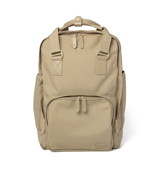 Oversized Everyday Laptop Backpack – Water-Repellent Nylon with Leather Details – Fits 15” Laptop – Stylish & Functional for Work, Travel, or School