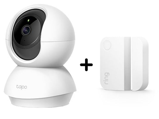 Complete Beveiligingsbundel- bewakingscamera+bewegings sensor-Contactsensor en 1080p IP Camera met Nachtzicht, Bewegingdetectie, Tweerichtingsaudio, Smartphone Meldingen en Lokale Opslag – Eenvoudige Installatie, Altijd Controle en Extra Beveiliging