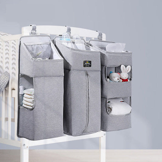 3-in-1 Baby Crib Organizer – Hanging Nursery Storage Caddy with Dividers – Diaper & Toy Holder for Crib, Bedside & Changing Table