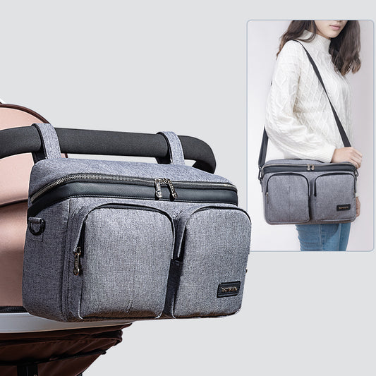 Stroller Organizer Caddy Bag – 11-Pocket Baby Stroller Storage with Insulated Bottle Holders – Converts to Shoulder Bag, Waterproof & Durable