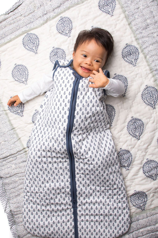 Organic Cotton Wearable Baby Blanket – Lightweight TOG 0.6 Sleep Sack – Handmade Baby Sleep Bag with Shoulder Snap – Safe Crib Alternative